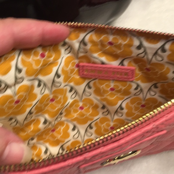 Emma Fox genuine leather coral pink clutch